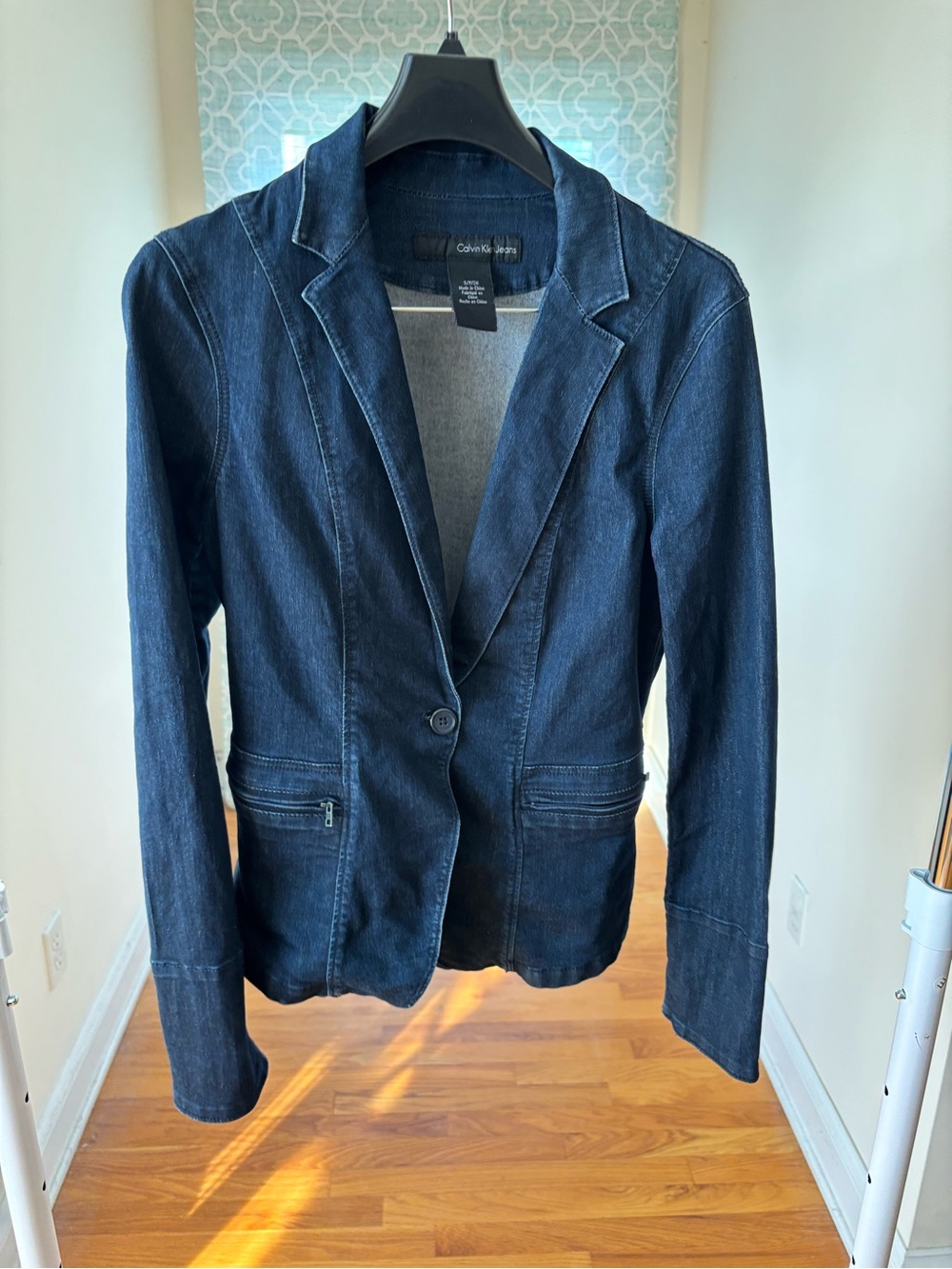 Calvin Klein Dark Blue Denim Blazer Jacket Size S